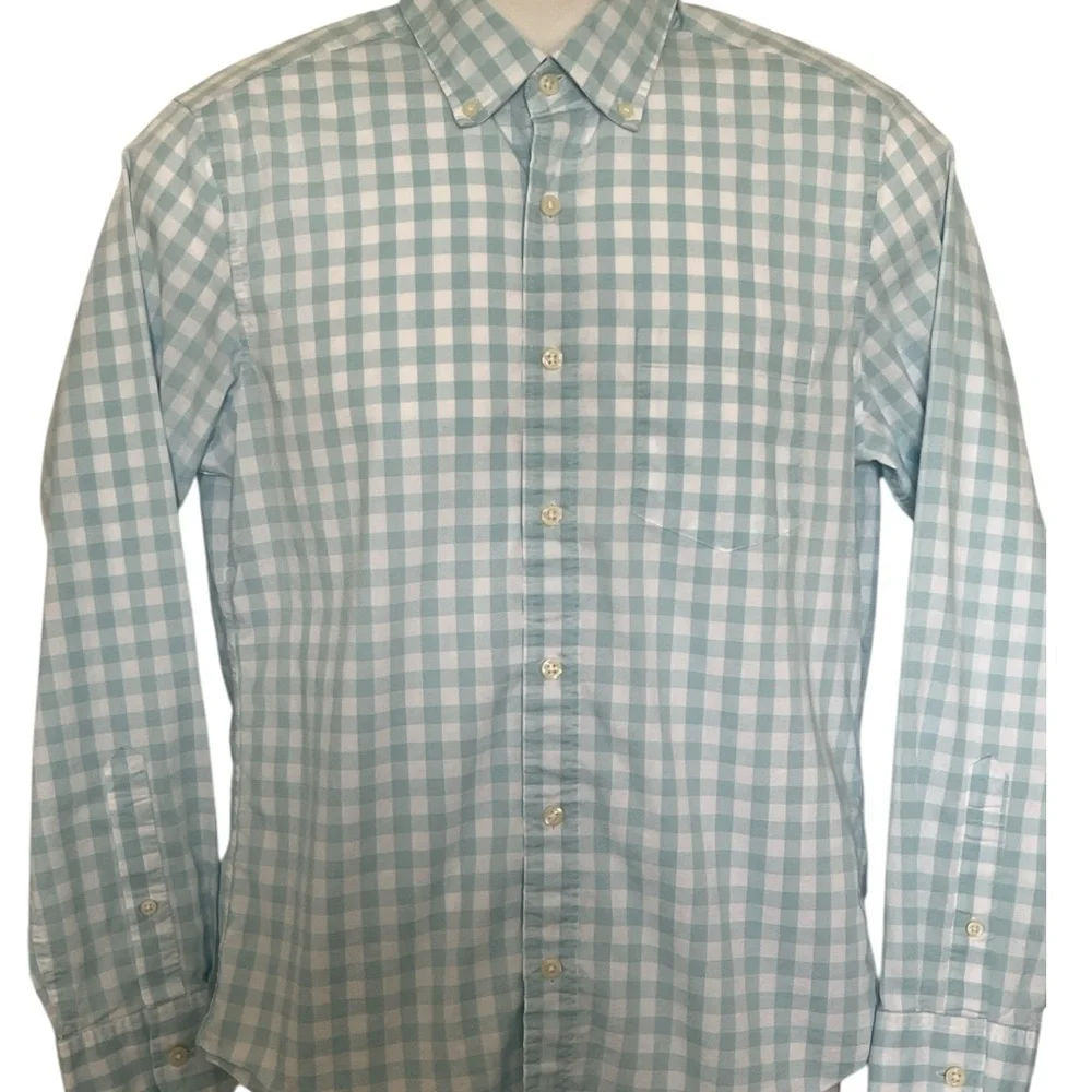 J. CREW Light Blue Gingham Button-Down Men's Shirt Sz/S